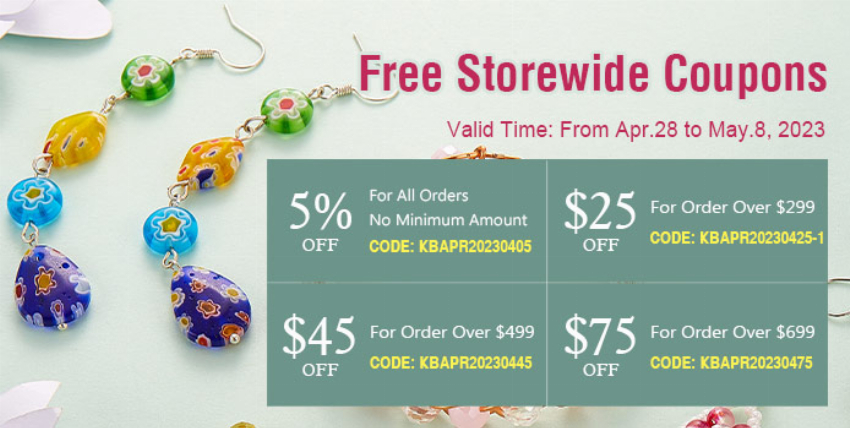Discount code for 5% discount storewide coupon code at Kbeads