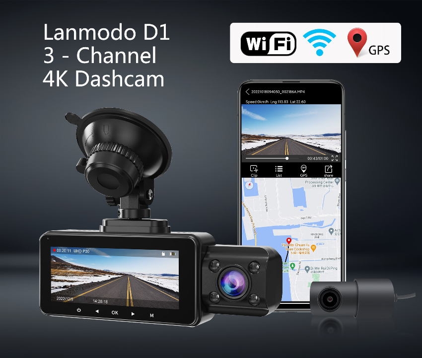 Discount code for 30 off Lanmodo D1 3 Channel 4K Dash Camera at Lanmodo