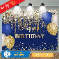 Discount code for 70% discount only 4 5 Blue Gold Balloons Glitter Birthday Backdrop from Lofaris Free Shipping at Lofarisbackdrop
