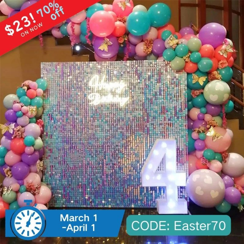 Discount code for Iridescent Blue Shimmer Wall 23 to 81 from Lofaris 70% discount 12PCS - 48PCS 7 Day Delivery at Lofarisbackdrop