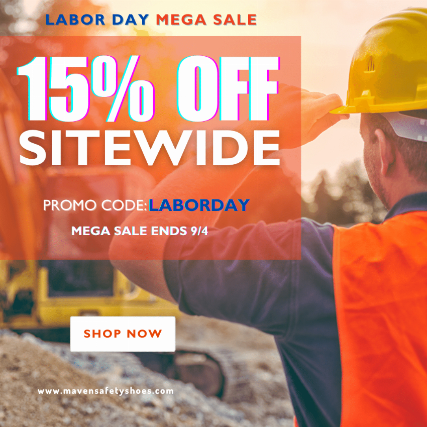 Discount code for LABOR DAY MEGA SALE - 15% discount SITEWIDE at Maven Safety Shoes