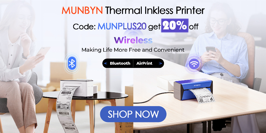 Discount code for 20% discount for Wireless Printer at MUNBYN