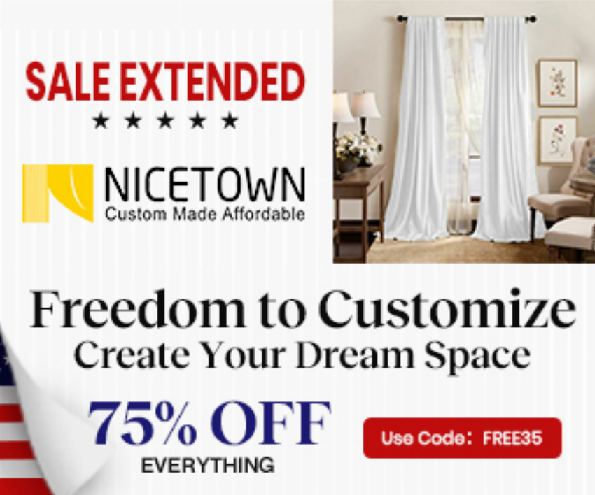 Discount code for Independence Day Big Deal Get 75% discount at NICETOWN