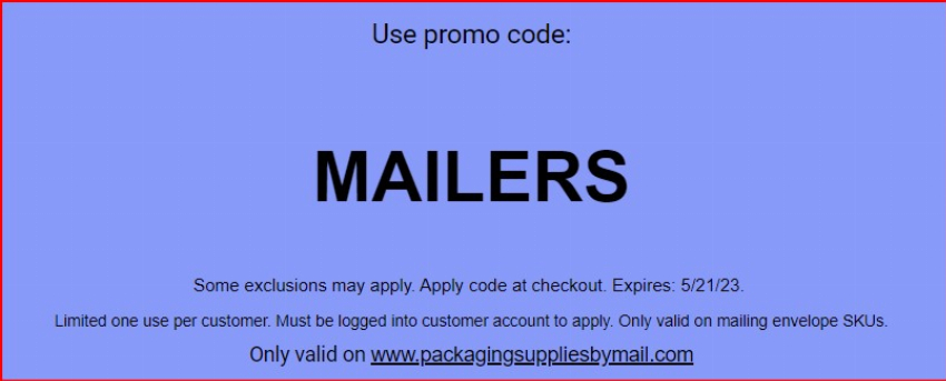 Discount code for Hop into Savings with Our Mailing Envelope Sale at Packaging Material Direct Inc