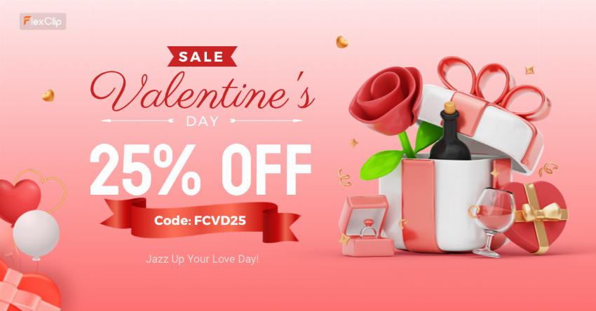 Discount code for FlexClip Valentine s Day Sale 25% discount at PearlMountain Limited