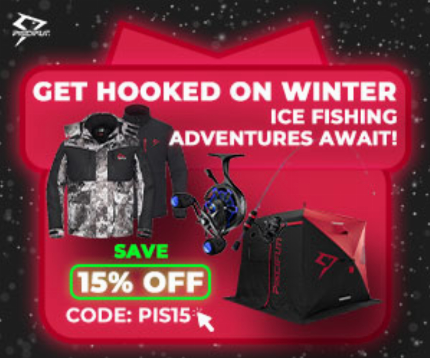 Discount code for SAVE 15% discount PISCIFUN ICE SHING SALE at Piscifun