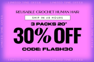 Discount code for QVR Tax Refund Season Sale Crochet Hair 30% discount at QVR ERNATIONAL