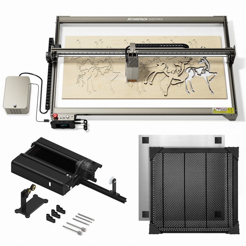 Discount code for Atomstack S40 Max 40W Laser Engraver with 4in1 Y-axis Rotary Roller and 400x400mm Honeycomb Working Table and Dual Air Assist Pump at Rcmoment