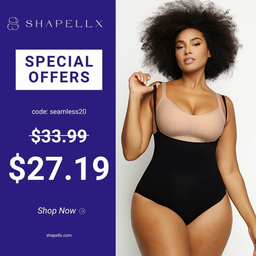 Discount code for Special Offer- 20% discount on Selected Seamless Shapewear at SHAPELLX INC