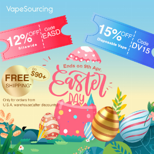 Discount code for 12% discount Sitewide for Easter Day 15% discount for Disposable Kit at Shenzhen Vapesourcing Electronics Co Ltd