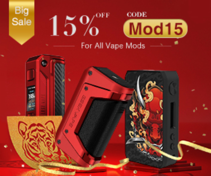 Discount code for 15% discount for All Vape Mods at Shenzhen Vapesourcing Electronics Co Ltd