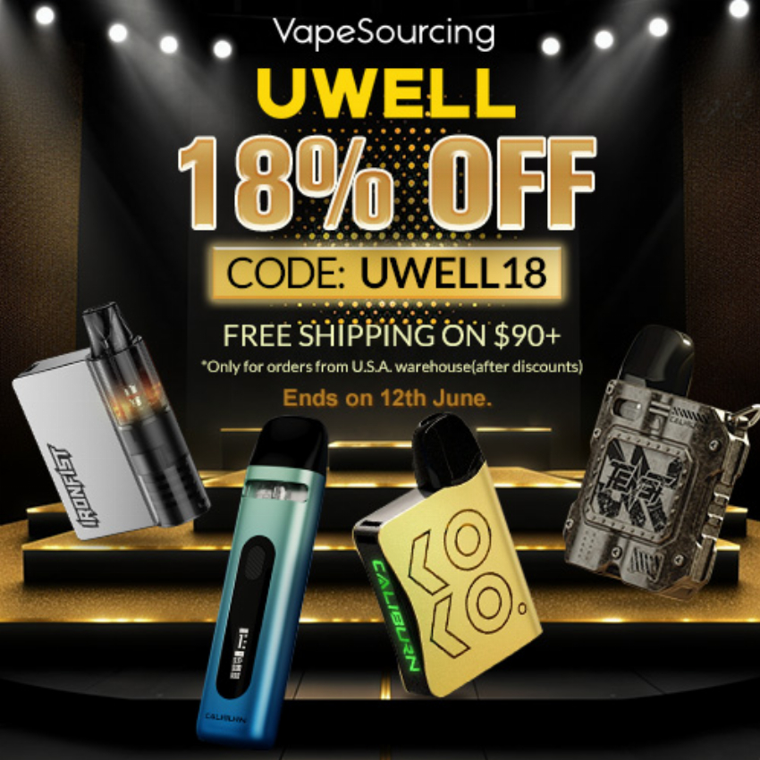 Discount code for 18% discount for UWELL Brand at Shenzhen Vapesourcing Electronics Co Ltd