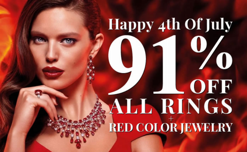 Discount code for Happy 4th Of July - All Rings Red Color Jewelry 91% discount at SilverRushStyle INC