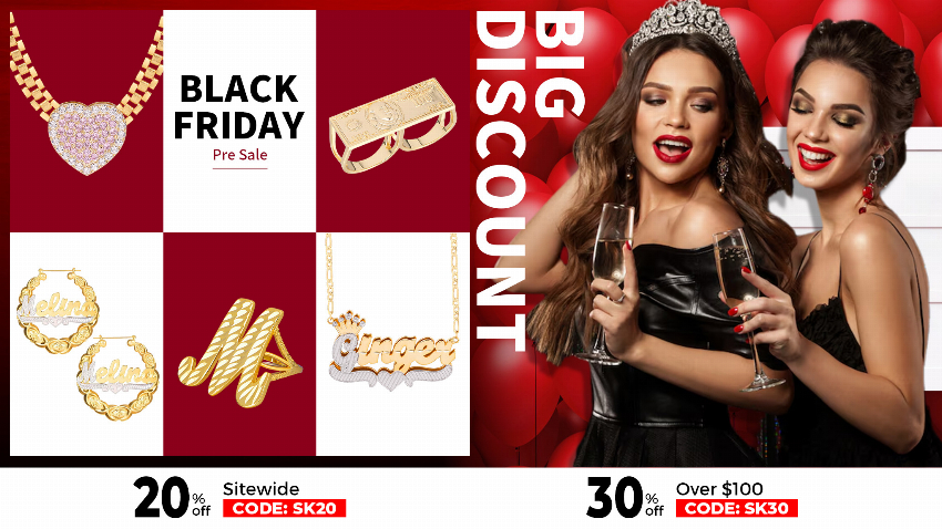 Discount code for Black Friday The Biggest Sale 30% discount All Over 100 at Silviax Jewery