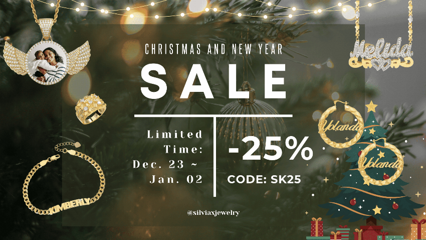 Discount code for Christmas And New Year Special Offer 25% discount Sitewide at Silviax Jewery