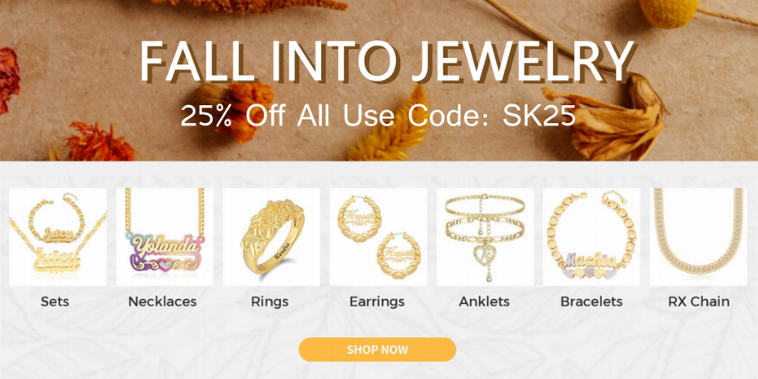 Discount code for Fall Jewelry Trends 25% discount All Items at Silviax Jewery