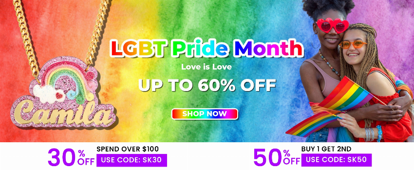 Discount code for Pride Month Celebration Buy 1 Get 2nd 50% discount at Silviax Jewery