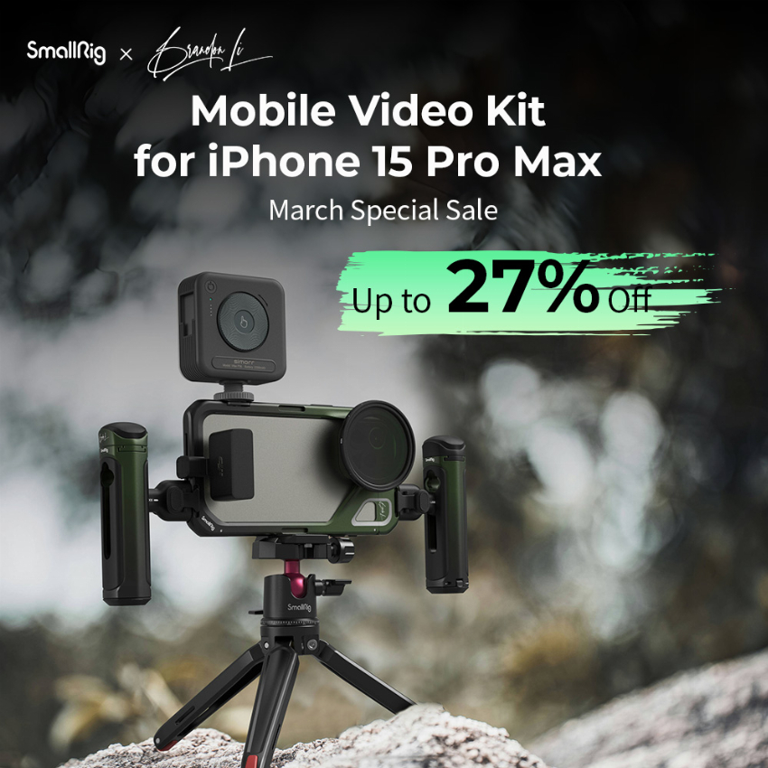 Discount code for 27% discount on iPhone 15 pm video kit at SmallRig