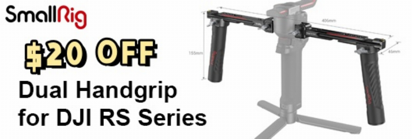 Discount code for 20 OFF on dual handgrip for DJI RS series at SmallRig