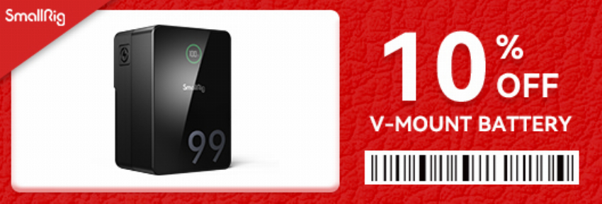 Discount code for 10% discount on V-mount batteries at SmallRig Technology HK Limited