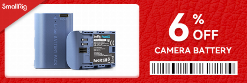 Discount code for 6% discount on camera batteries at SmallRig Technology HK Limited
