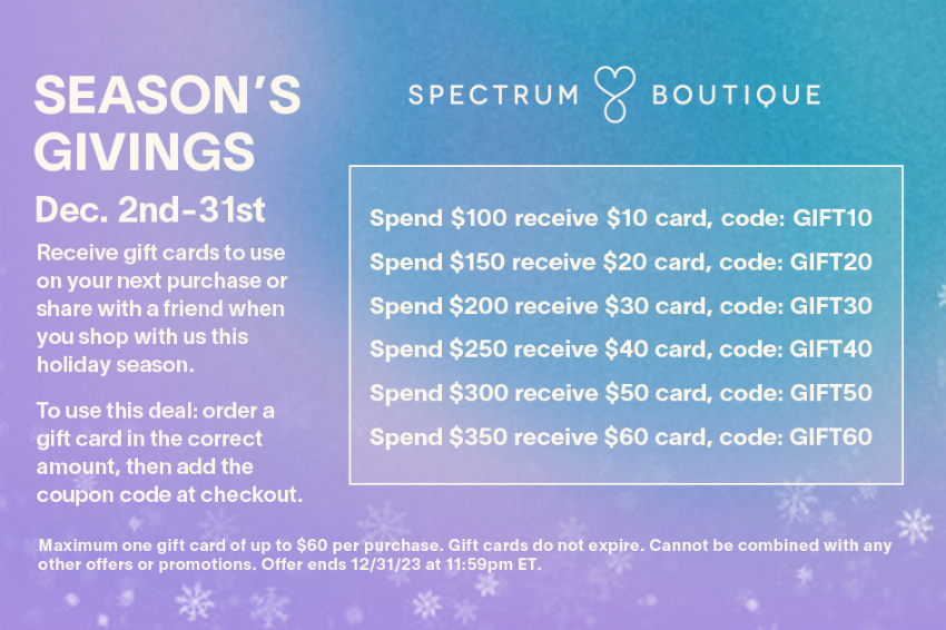 Discount code for Free Gift Cards with Purchase at Spectrum Boutique at Spectrum Boutique