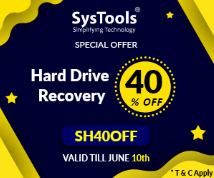Discount code for 40% Discount on SysTools Hard Drive Recovery Special Offer at SysTools Software