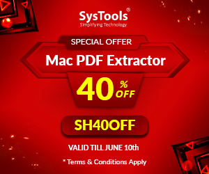 Discount code for 40% Discount on SysTools Mac PDF Extractor Special Offer at SysTools Software