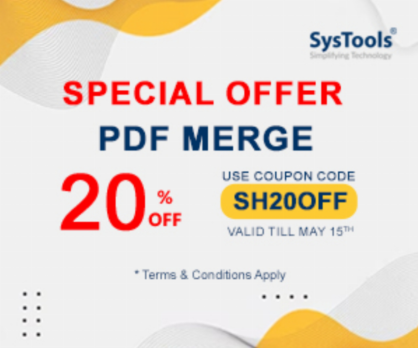 Discount code for PDF Merge Offer at SysTools Software