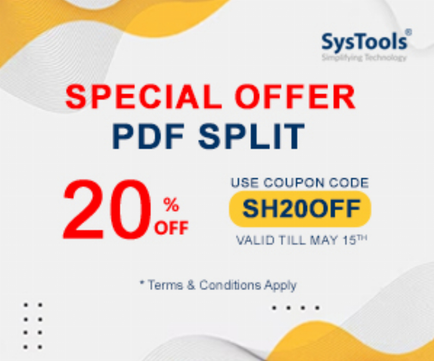 Discount code for PDF Split Offer at SysTools Software