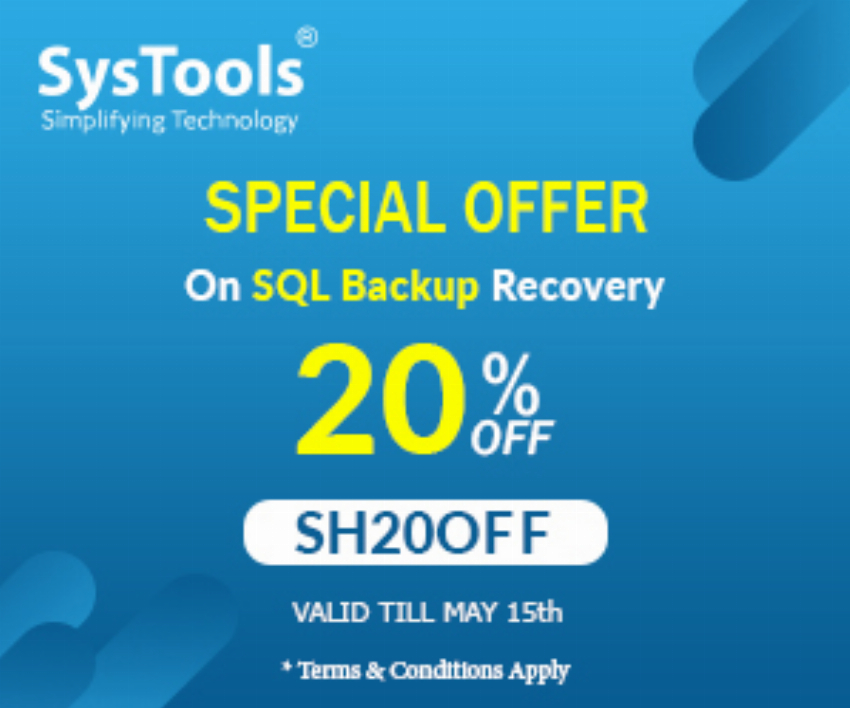 Discount code for SQL Backup Recovery Offer at SysTools Software