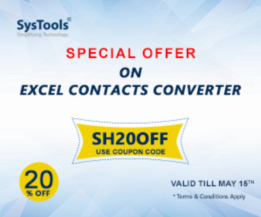 Discount code for SysTools Excel Contacts Converter Special Offer at SysTools Software
