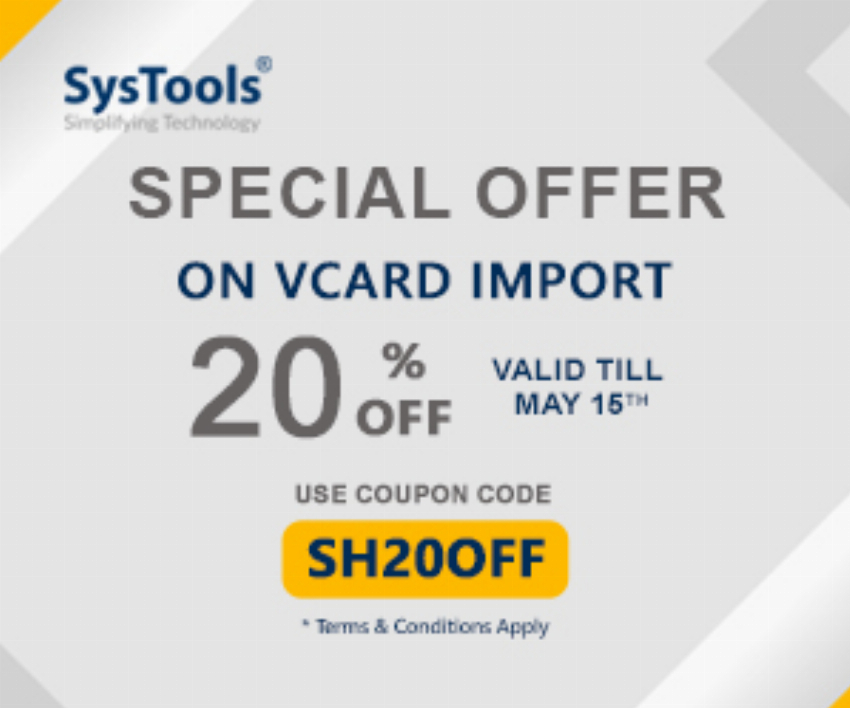 Discount code for vCard Import Offer at SysTools Software