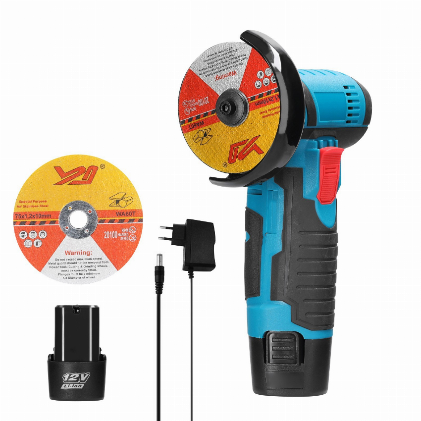 Discount code for 45% discount 12 V Angle Grinder Portable Electric Grinder Machine with 2 Cutting Disc 2PCS Batteries 34 99 Inclusive of VAT at TOMTOP Technology Co Ltd