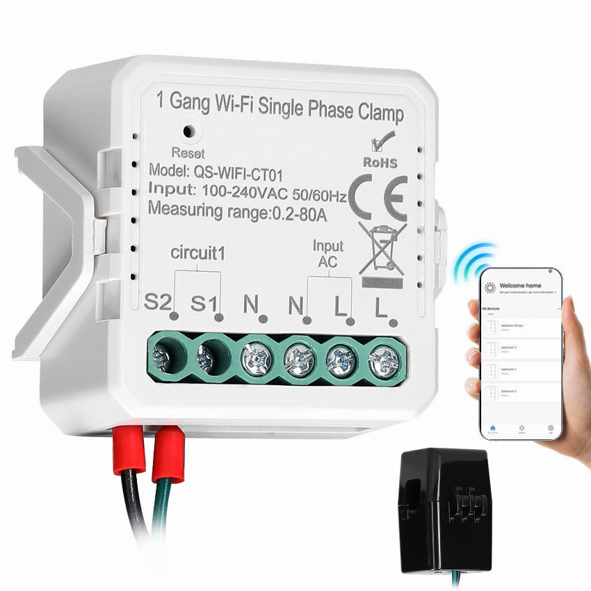 Discount code for 47% discount Tuya WiFi 2 Gang 80A Single Phase Clamp Solar PV Bidirectional Two Way Energy Meter 15 49 Inclusive of VAT at TOMTOP Technology Co Ltd
