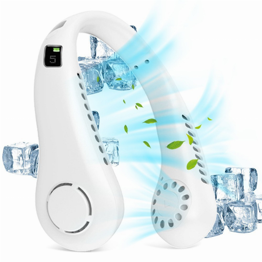 Discount code for 46% discount Fan 5 Gear Portable Leafless Digital Display Hanging Neck 2600mAh 11 49 Inclusive of VAT at TOMTOP Technology Co Ltd