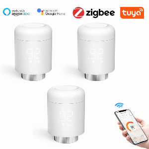 Discount code for 48% discount 3pcs Tuya Zigbee Thermostatic Radiator Valves Intelligent Wireless Mobilephone App Control 79 99 Inclusive of VAT at TOMTOP Technology Co Ltd