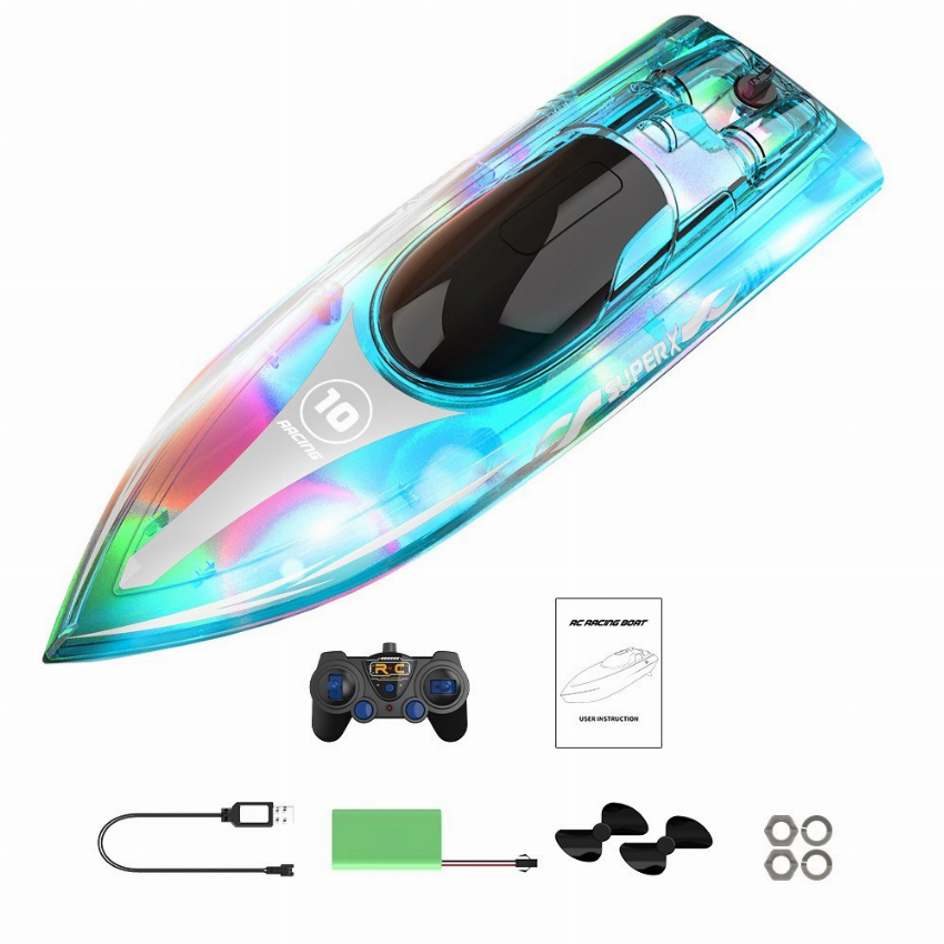 Discount code for 51% discount 2 4GHz Remote Control Boat with LED Lights Electric Racing Boat 29 99 Inclusive of VAT at TOMTOP Technology Co Ltd