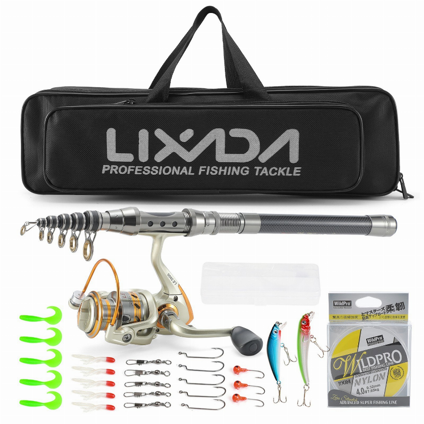 Discount code for 52% discount Lixada 1 5m 1 8m 2 1m 2 4m Telescopic Fishing Rod and Reel Combo Full Kit 28 99 Inclusive of VAT at TOMTOP Technology Co Ltd