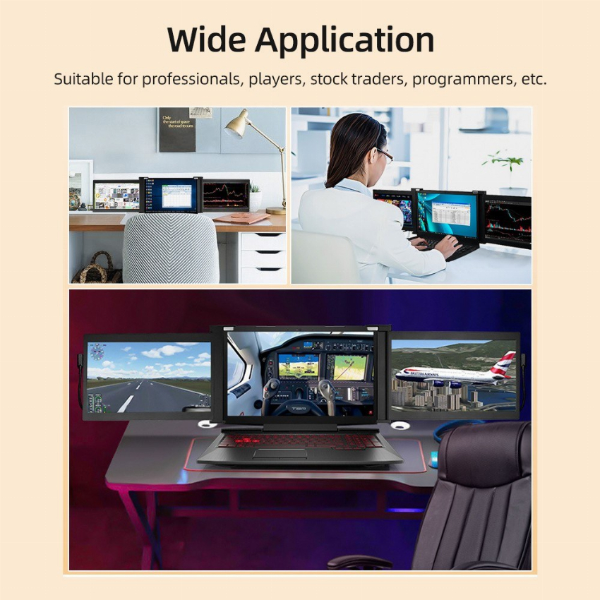 Discount code for Warehouse 43% discount 13 3 inch Portable Triple-screen Monitor Laptop Expansion Screen 1920 1080 Resolution 355 19 Inclusive of VAT at TOMTOP Technology Co Ltd