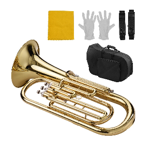 Discount code for Warehouse 59% discount Muslady Brass B Flat Baritone Bb Wind Instrument Gold Lacquer Surface 199 99 Inclusive of VAT at TOMTOP Technology Co Ltd