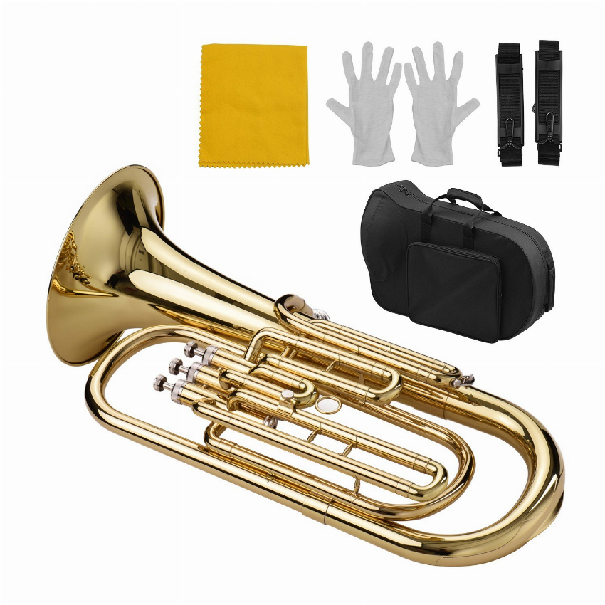 Discount code for Warehouse 59% discount Muslady Brass B Flat Baritone Bb Wind Instrument Gold Lacquer Surface 199 99 Inclusive of VAT at TOMTOP Technology Co Ltd