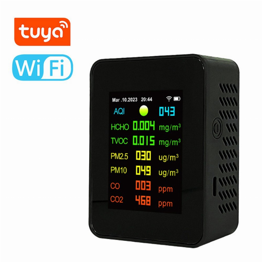 Discount code for Tuya Wifi Portable Air Quality Meter 7in1 PM2 5 PM10 Carbonic Oxide CO2 TVOC HCHO AQI Tester 27 49 Inclusive of VAT at TOMTOP Technology Co Ltd