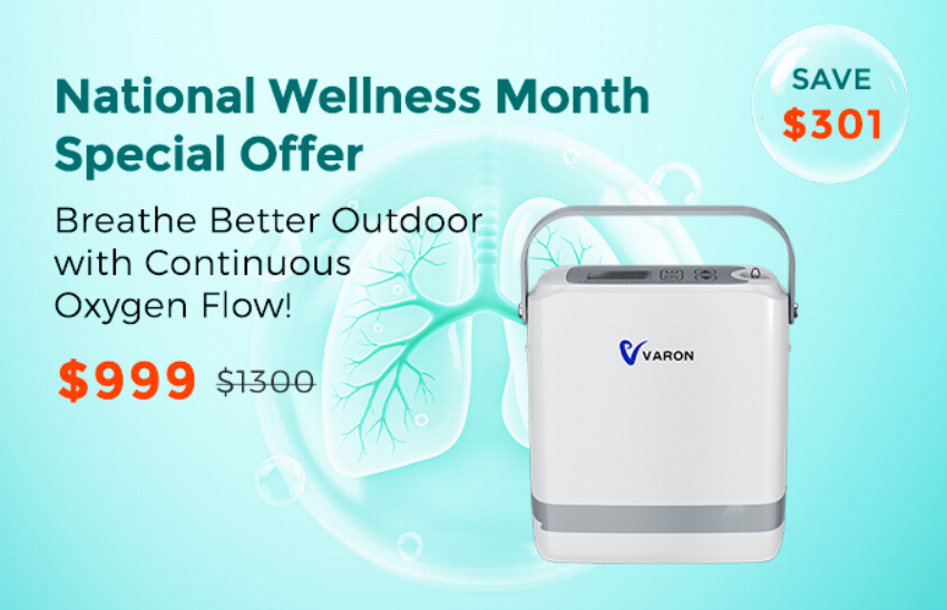 Discount code for National Wellness Month Special Offer NT-08G 999 at TTLife Oxygen Concentrator