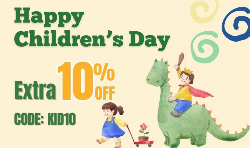 Discount code for Children s Day Sale - extra 10% discount at U-max Inc