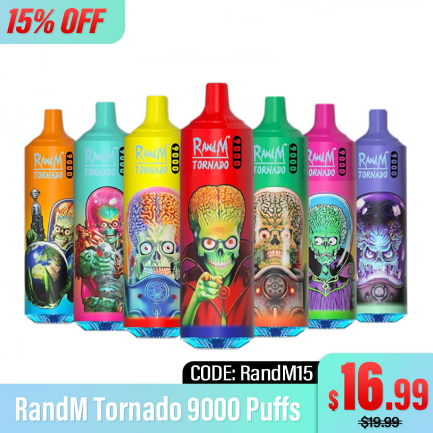 Discount code for 15% discount 16 99 for RandM Tornado 9000 Puffs at joyetech us