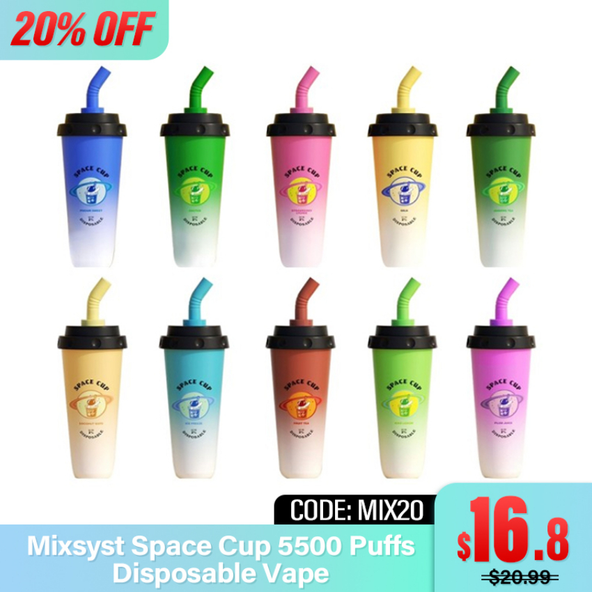Discount code for 20% discount 16 8 for Mixsyst Space Cup 5500 Puffs at joyetech us