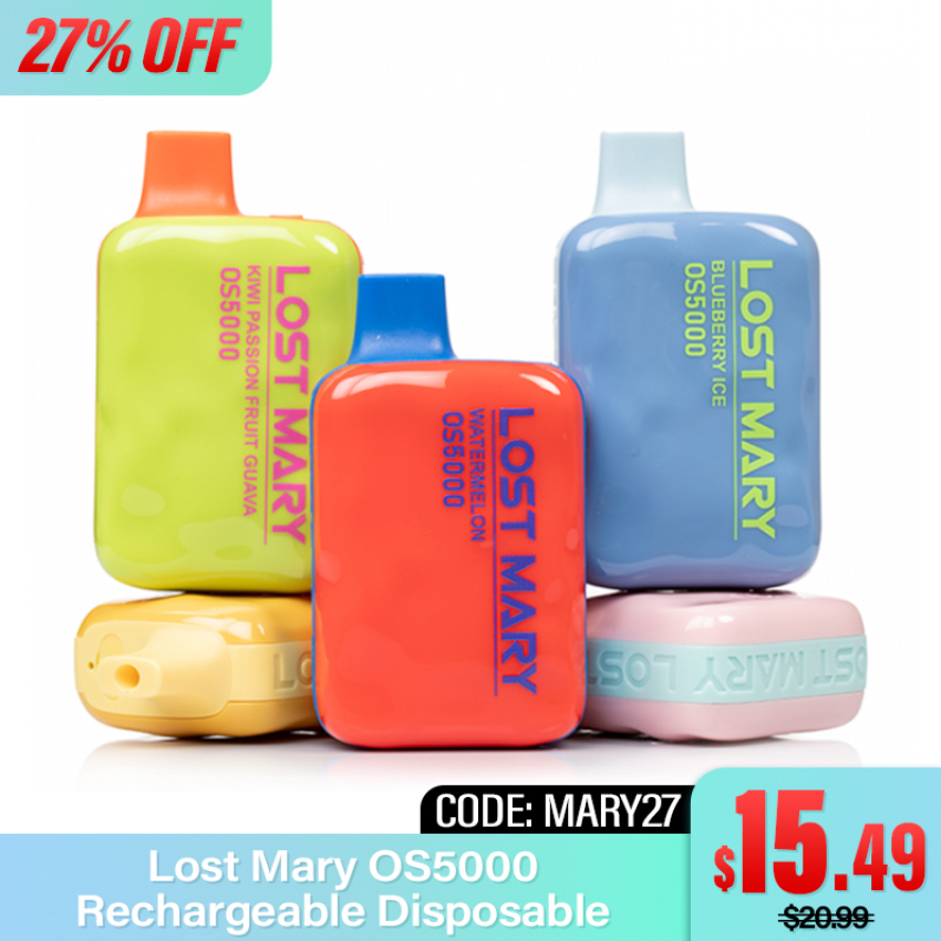Discount code for 27% discount 15 49 for Lost Mary OS5000 Rechargeable Disposable at eleafus