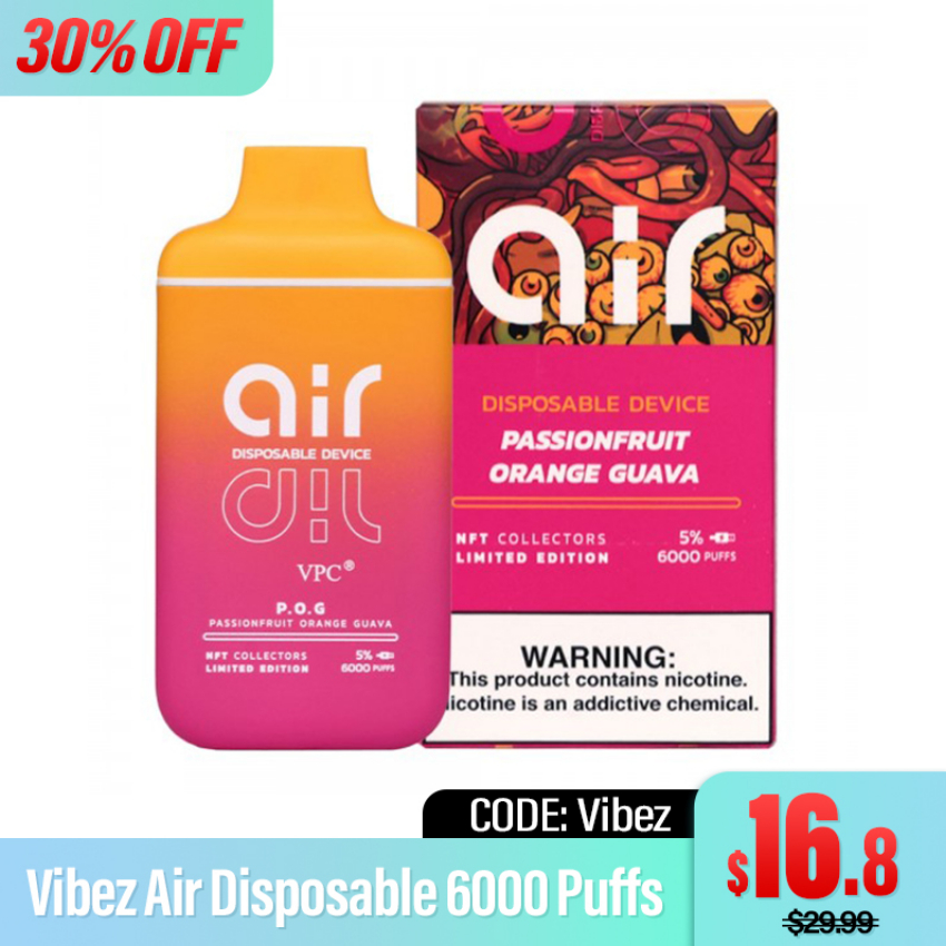 Discount code for 30% discount 16 8 for Air Disposable 6000 Puffs at joyetech us