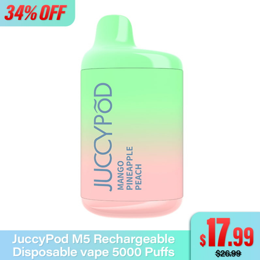 Discount code for 34% discount 17 99 for JuccyPod M5 Disposable vape 5000 Puffs at joyetech us